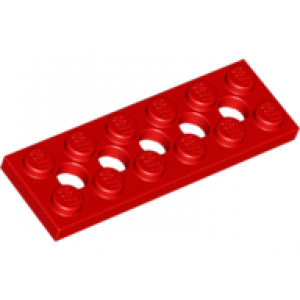 Technic plaat 2x6 met 5 gaten Red